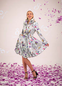 Samuel Dong Prints Classic Bubble Dress Coat