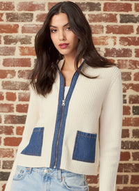 J. Society Denim 2 Pocket Shaker Zip Cardi