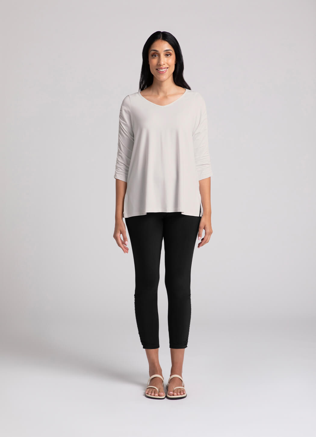 Sympli Revelry Top With Ruched Sleeve
