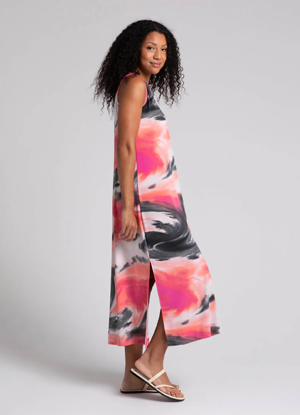 Sympli Print Reversible Slit Tank Dress