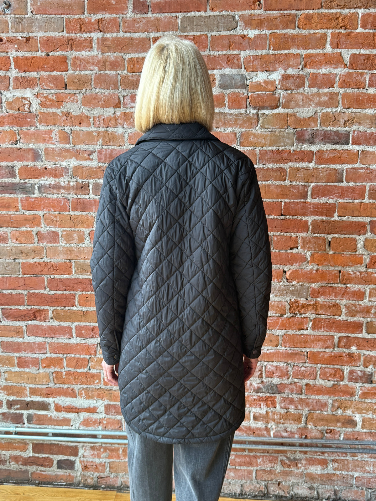 J. Society Nylon Quilted Long Shirt Jacket