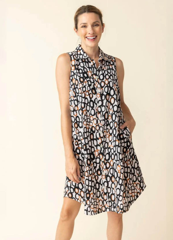 Habitat Linen Inner Circle Sleeveless Shirt Dress