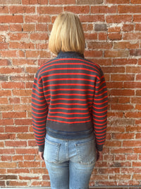 J Society Striped Denim Trim Jean Jacket