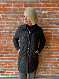 J. Society Nylon Quilted Long Shirt Jacket