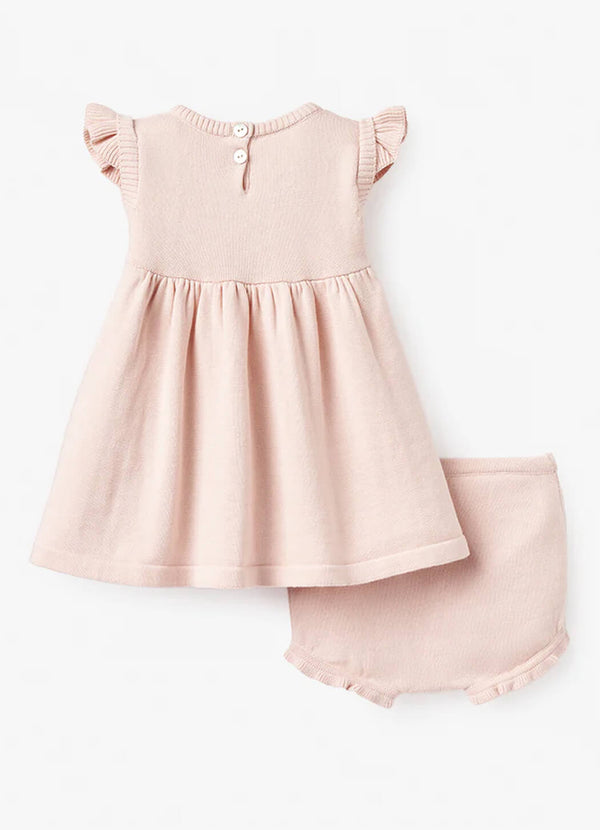 Elegant Baby Garden Picnic Bunny Flutter Sleeve Knit Dress