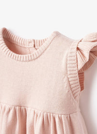 Elegant Baby Garden Picnic Bunny Flutter Sleeve Knit Dress