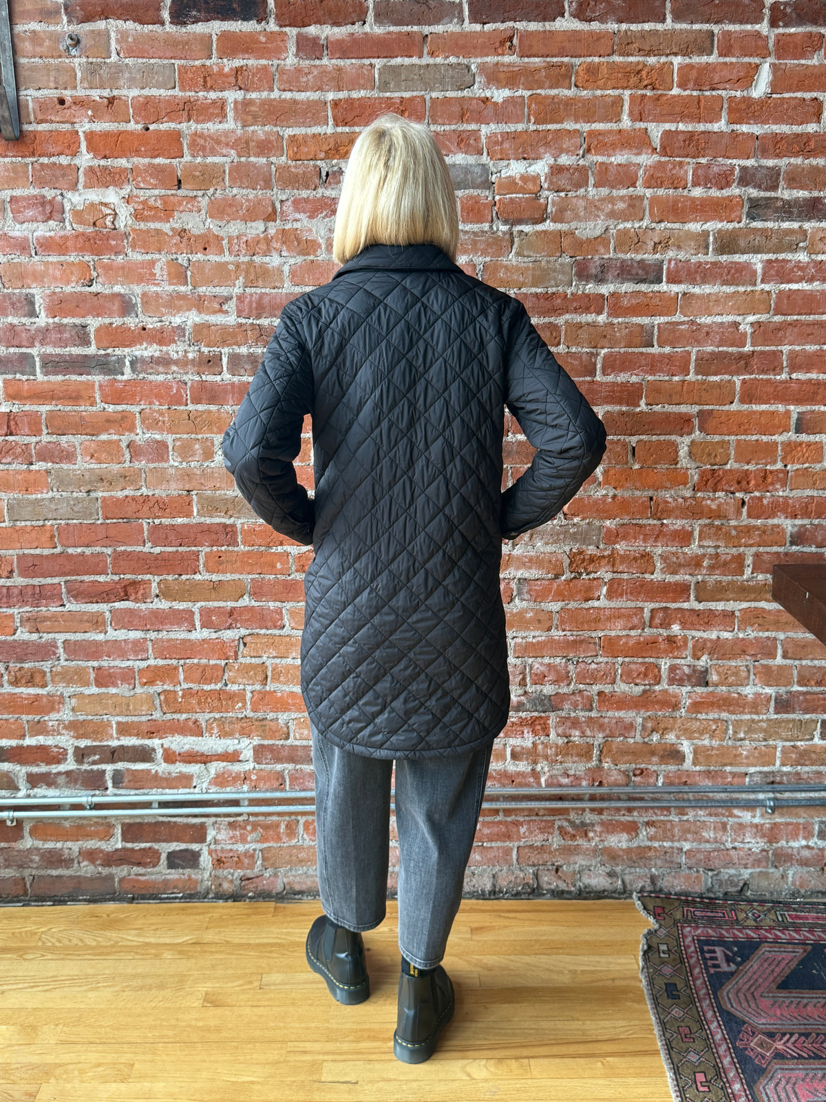 J. Society Nylon Quilted Long Shirt Jacket