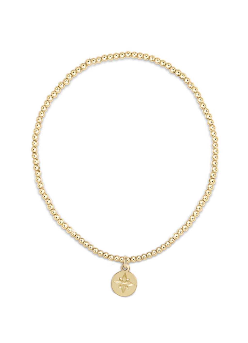 Classic Gold 2mm Bead Bracelet / Be You. Small Gold Word Disc / Enewton