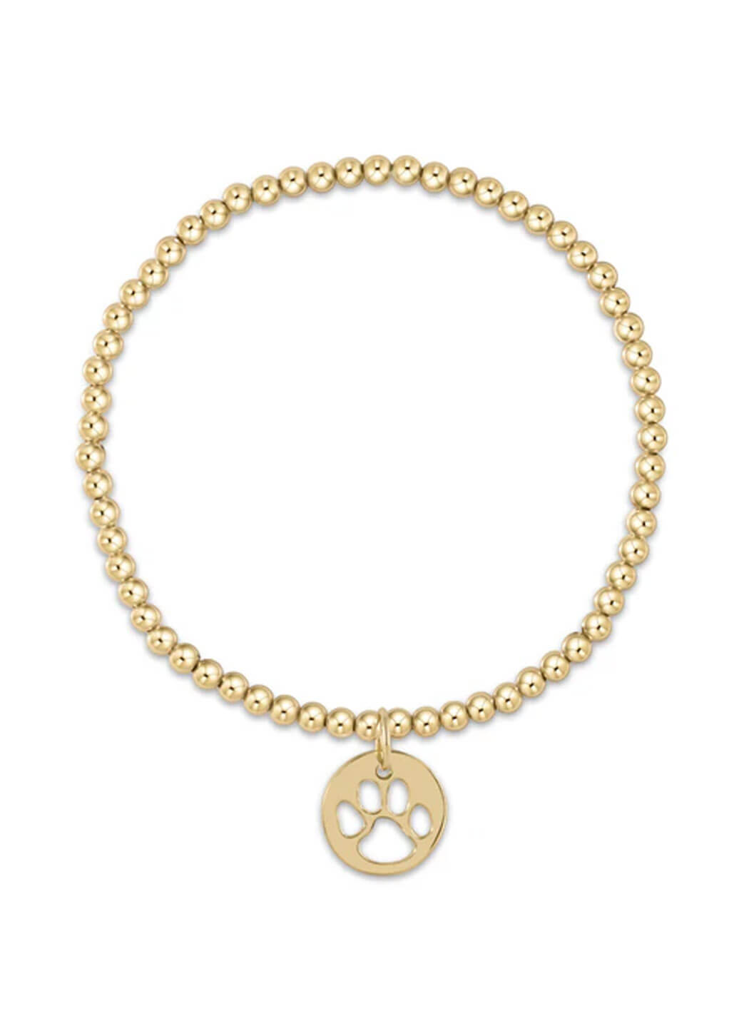 Enewton Extends - Classic Gold 3mm Bead Bracelet - Paw Print Gold Disc
