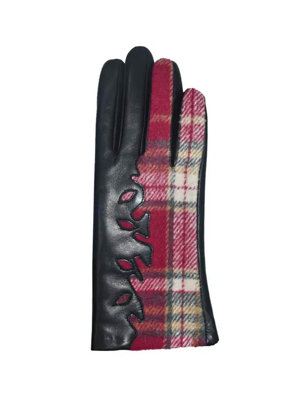 Dupatta Designs Ryhan Cut Out Leather & Plaid Gloves