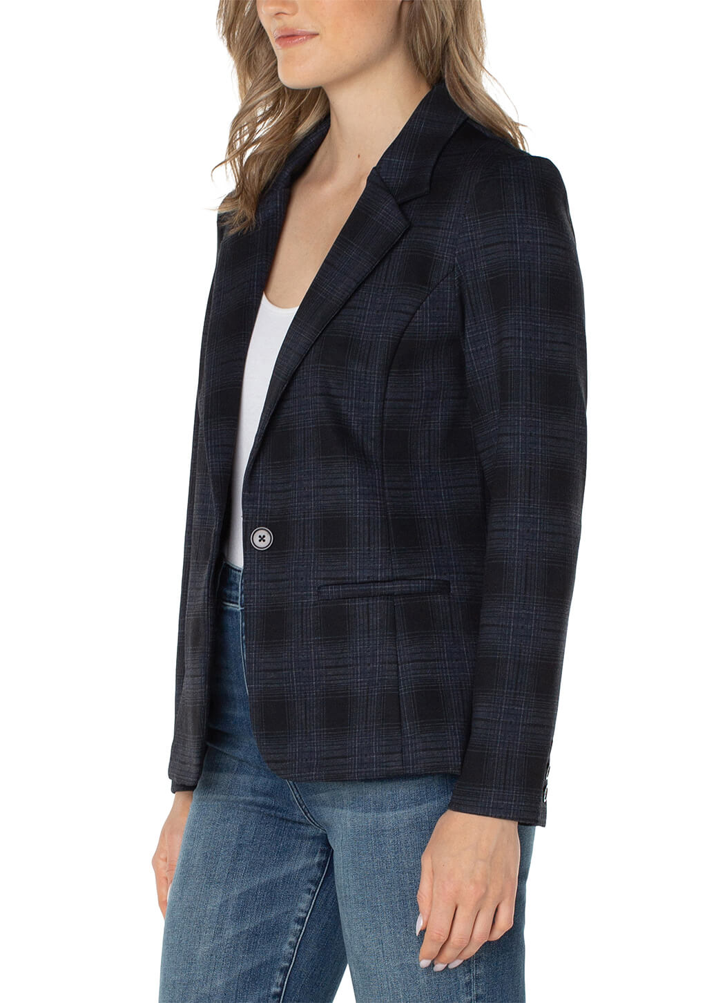 Liverpool Plaid Fitted Blazer