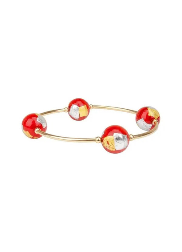Blessing Bracelet Gold-Filled Holiday Red Murano Glass Blessing Bracelet 12mm Beads