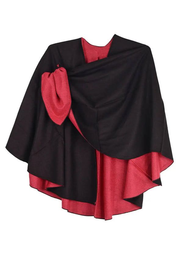 Rapti Fashion Reversible Cashmere Buckle Shawl - Rasberry/Black