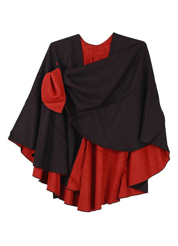 Rapti Fashion Reversible Cashmere Buckle Shawl - Red/Black