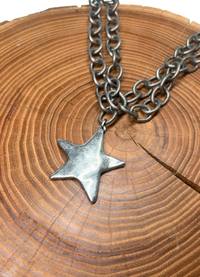 Belle Via Jewelry Etched Double Chain Star Necklace