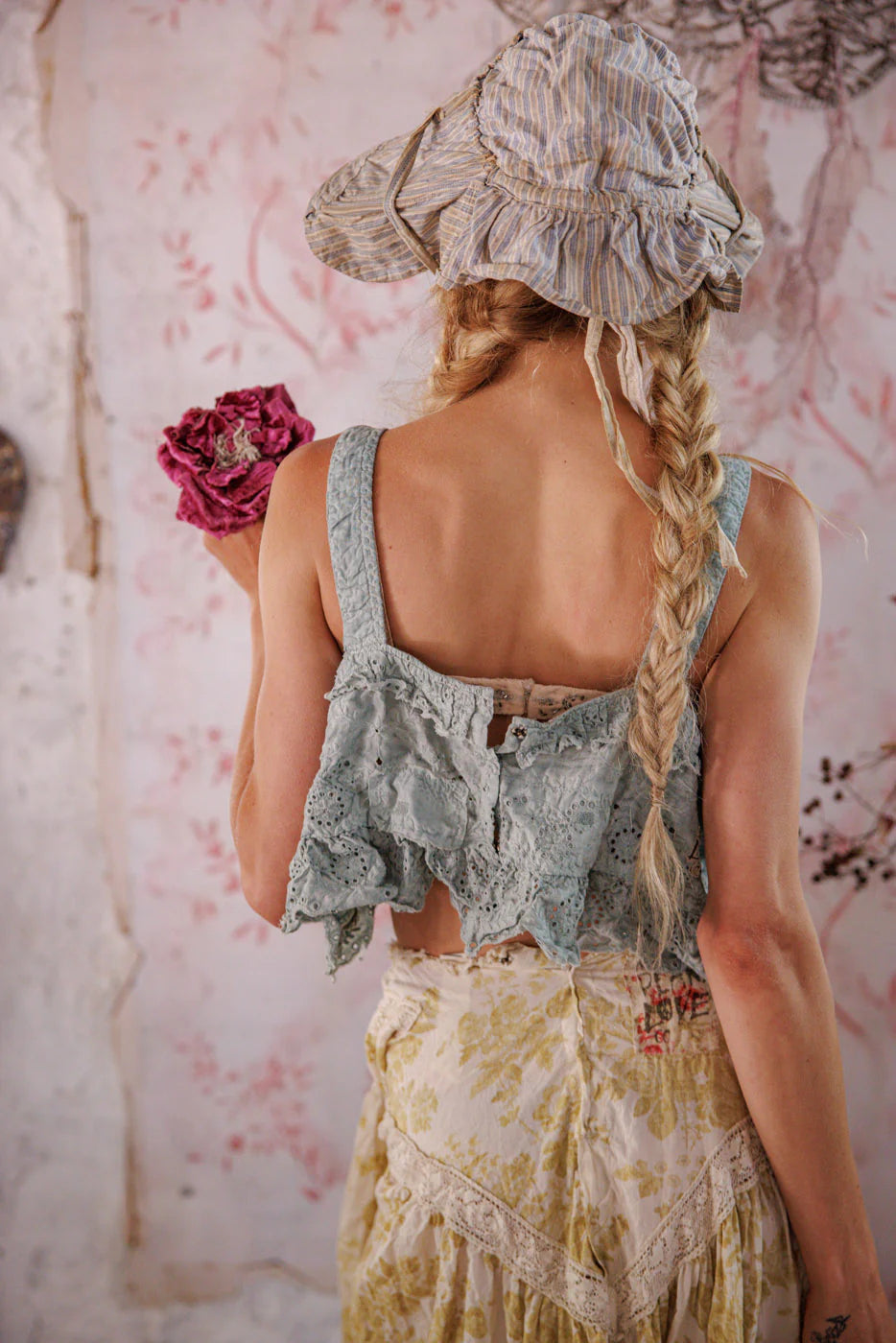 Magnolia Pearl Olive Eyelet Ruffle Cami