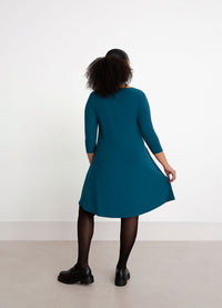 Sympli 3/4 Sleeve Trapeze Dress-Short