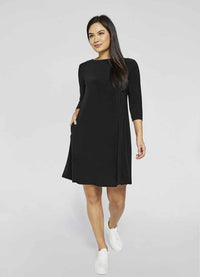 Sympli 3/4 Sleeve Trapeze Dress-Short