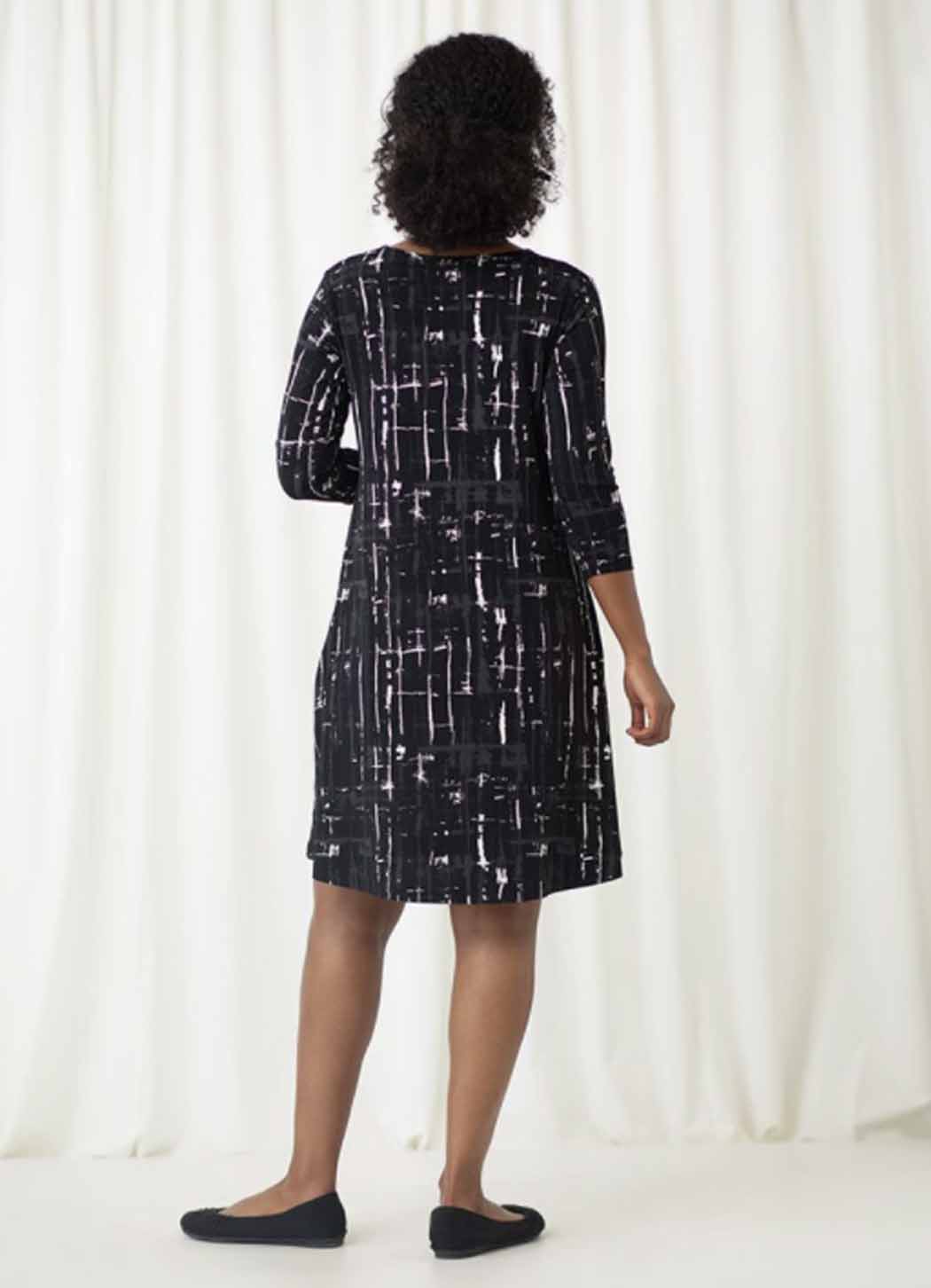 Sympli 3/4 Sleeve Trapeze Dress-Short