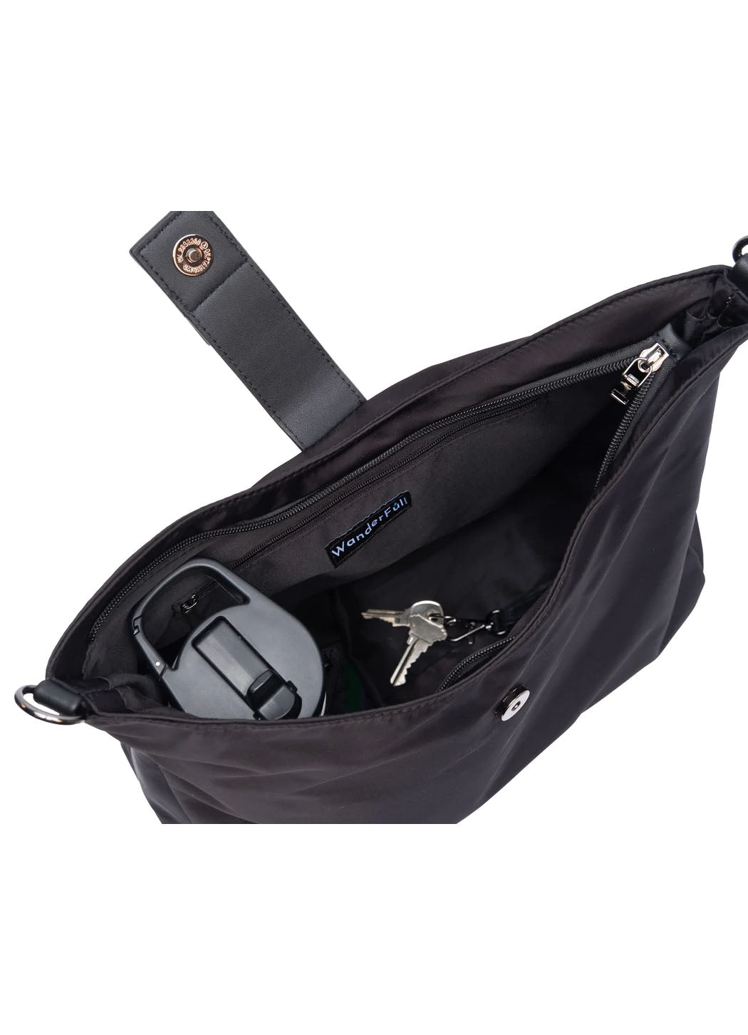 WanderFull Black HydroHobo Bag with Gunmetal Hardware