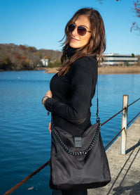 WanderFull Black HydroHobo Bag with Gunmetal Hardware