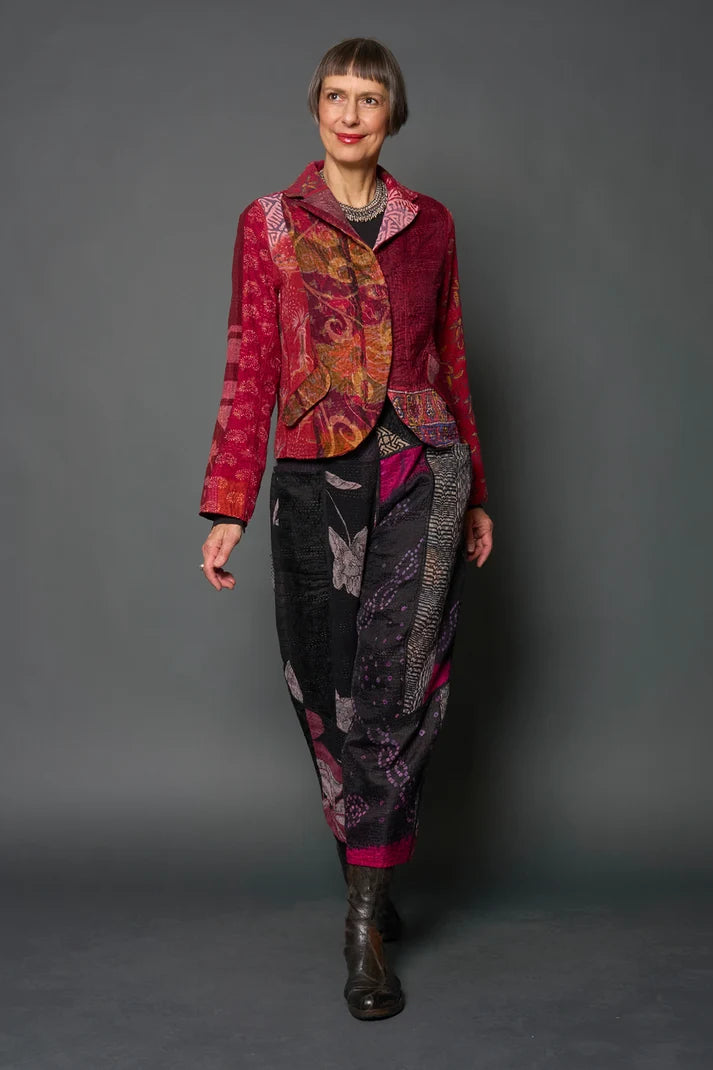 Mieko Mintz Jacquard Silk Kantha Cropped Basic Jacket