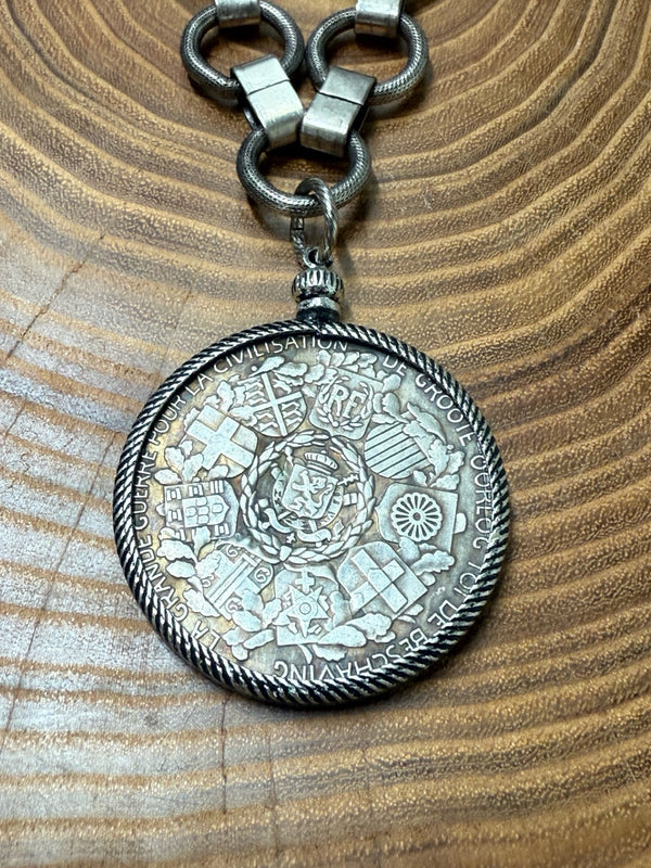 Belle Via Jewelry One-Of-A-Kind Vintage French Medallion Necklace