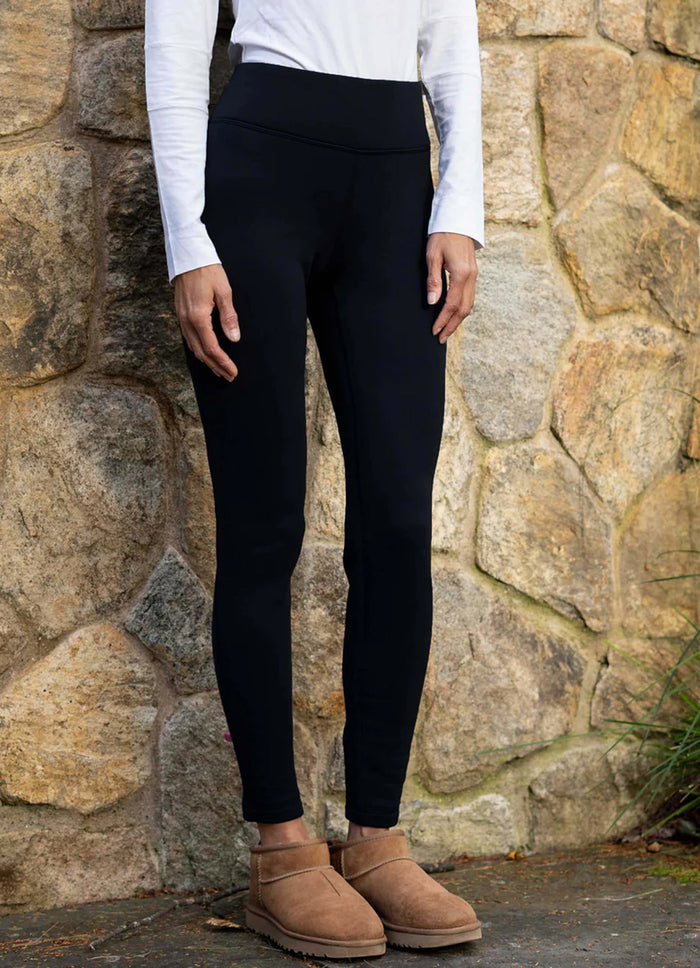 Dakini Women's Wide Waistband Fleece Power Stretch Leggings