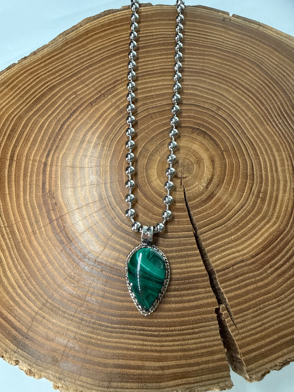 Belle Via Jewelry One-Of-A-Kind Exclusive Malachite Necklace