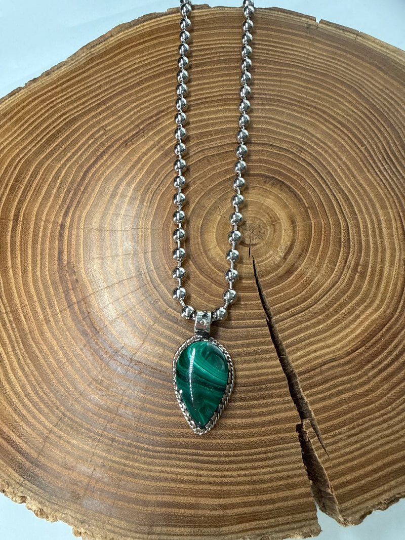 Belle Via Jewelry One-Of-A-Kind Exclusive Malachite Necklace