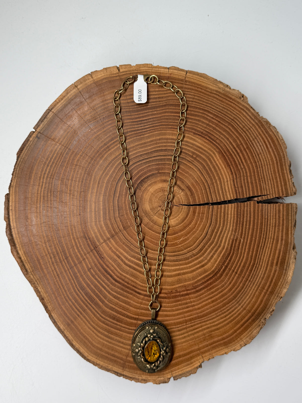 Belle Via Jewelry One-Of-A-Kind Exclusive Amber Vintage Pendant