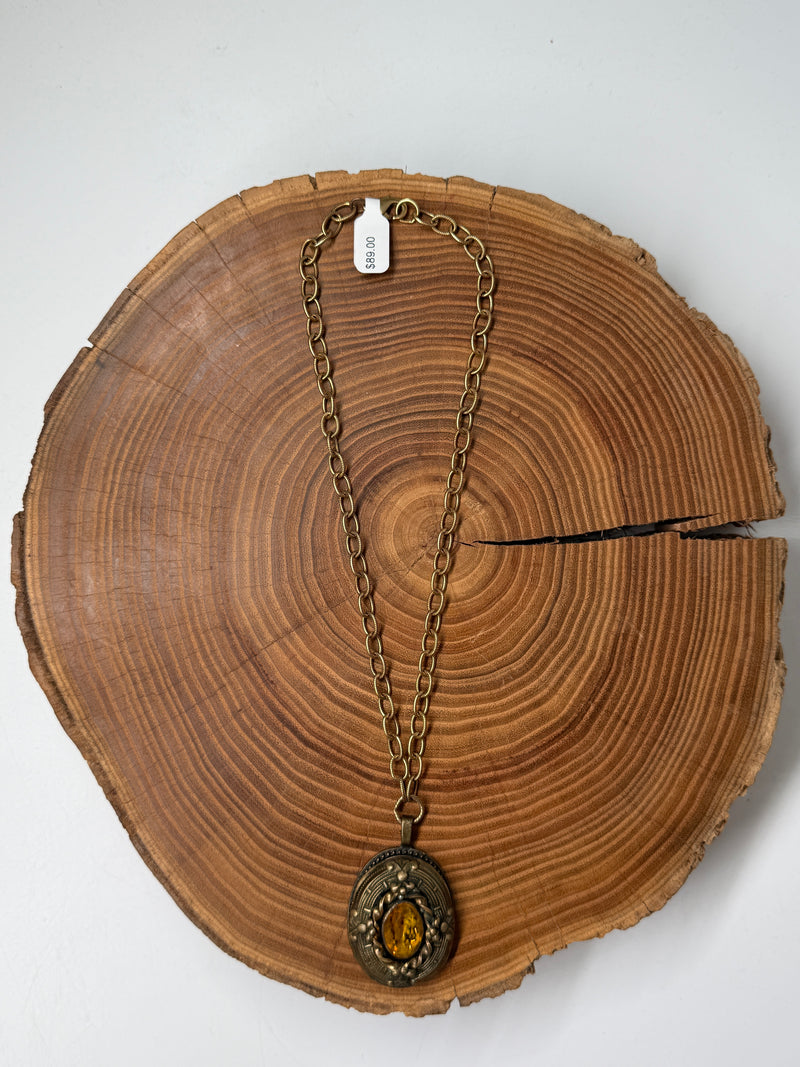 Belle Via Jewelry One-Of-A-Kind Exclusive Amber Vintage Pendant