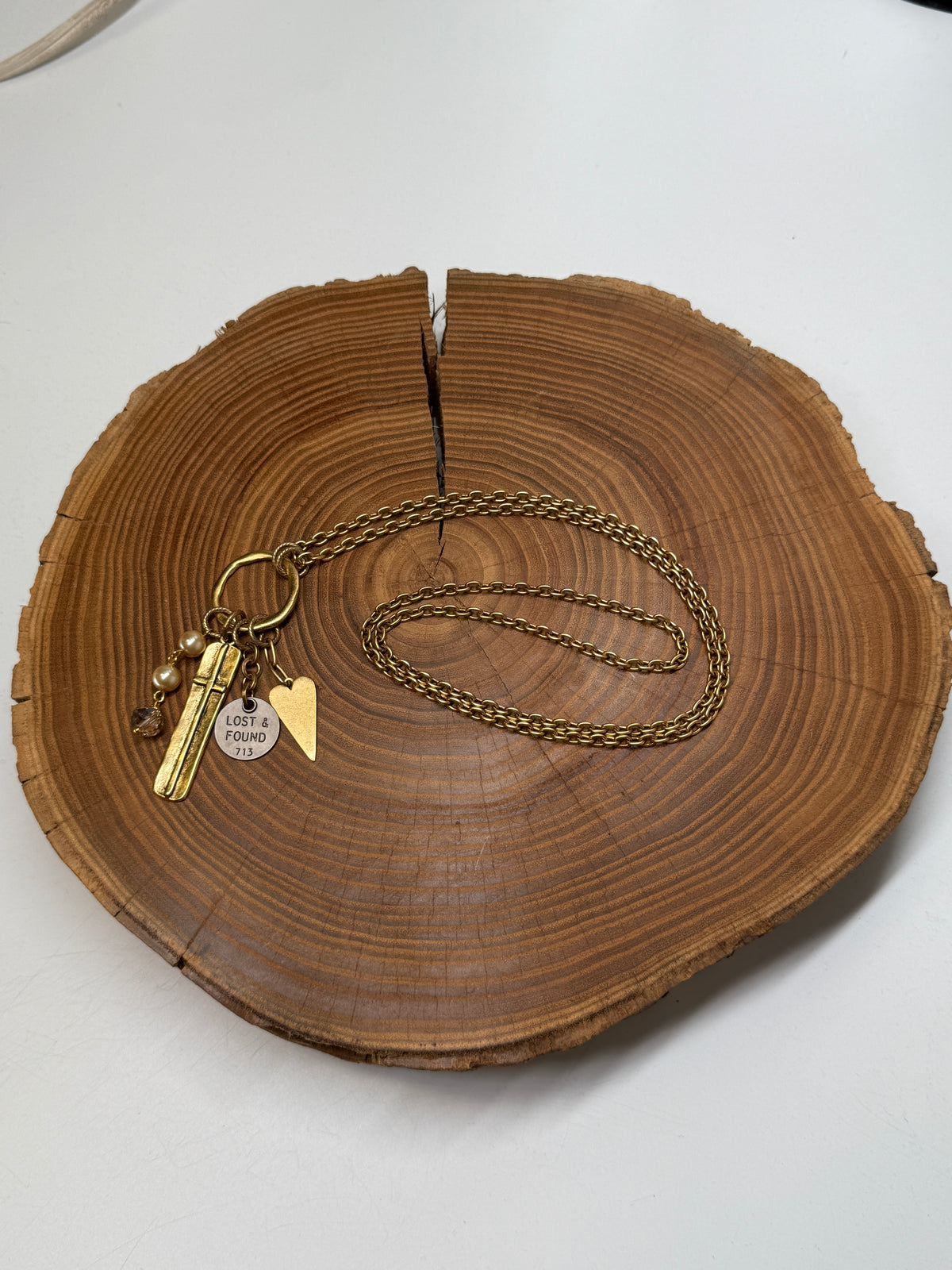 Belle Via Jewelry Cross + Heart Cluster Necklace