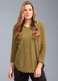 Escape Cotton Slub Hi-Lo 3/4 Sleeve Tee