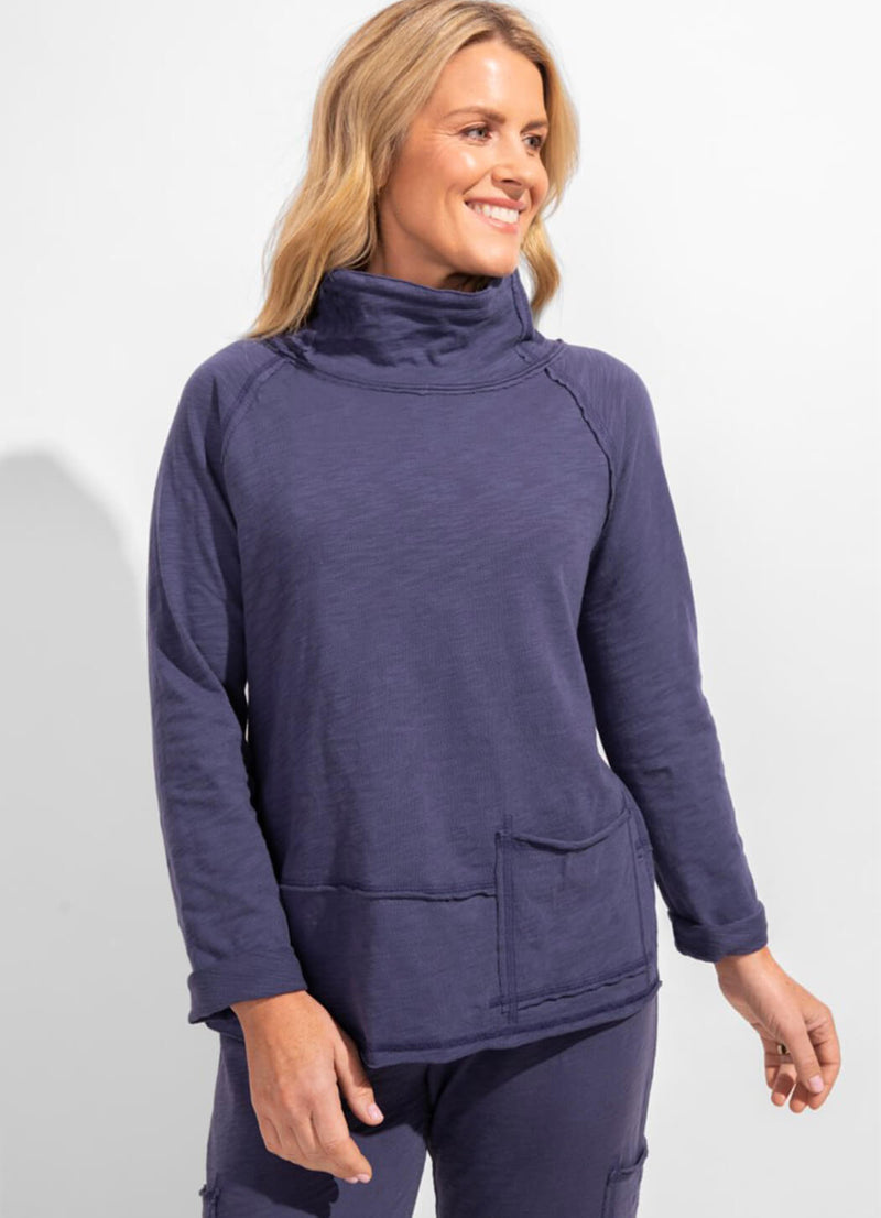 Escape Cotton Slub Roll Neck Pocket Pullover