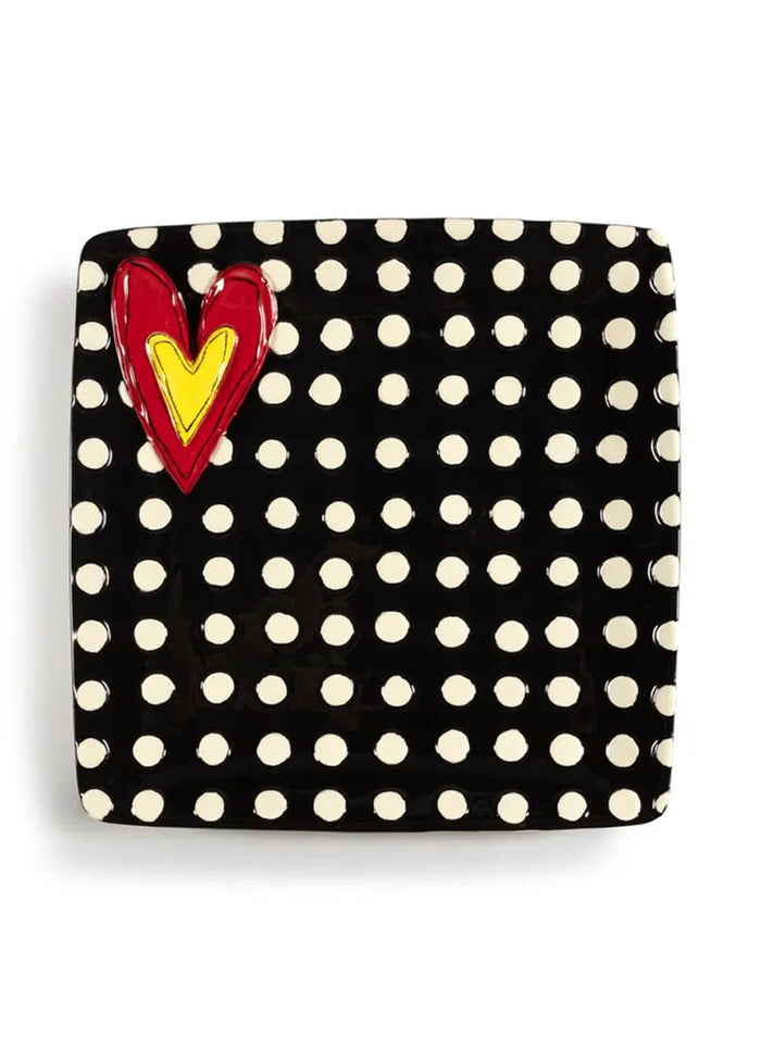 Demdaco Black and White Dots Platter