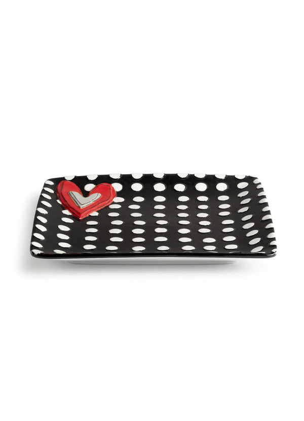 Demdaco Black and White Dots Platter