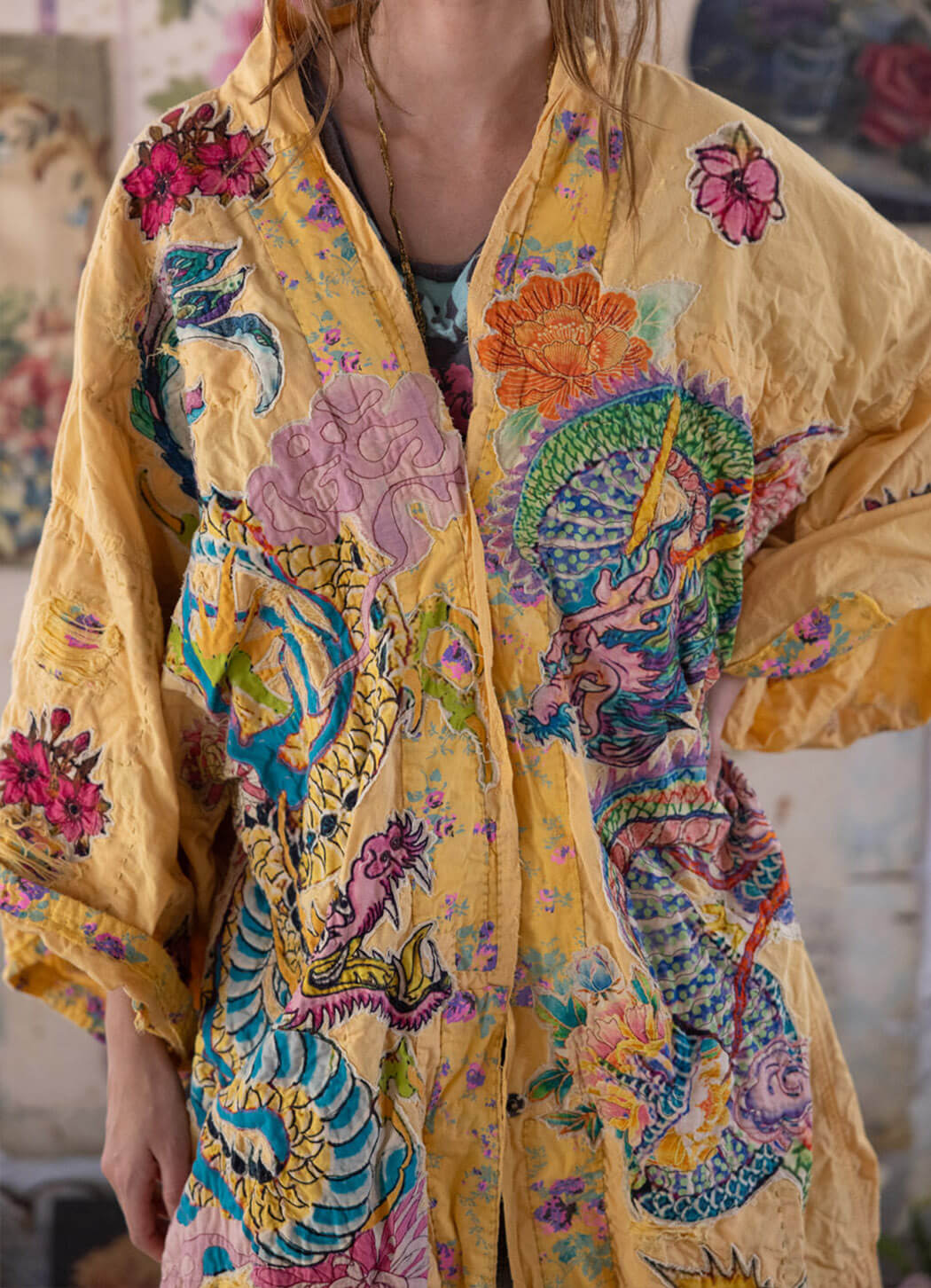 Magnolia Pearl Dragon Romani Kimono