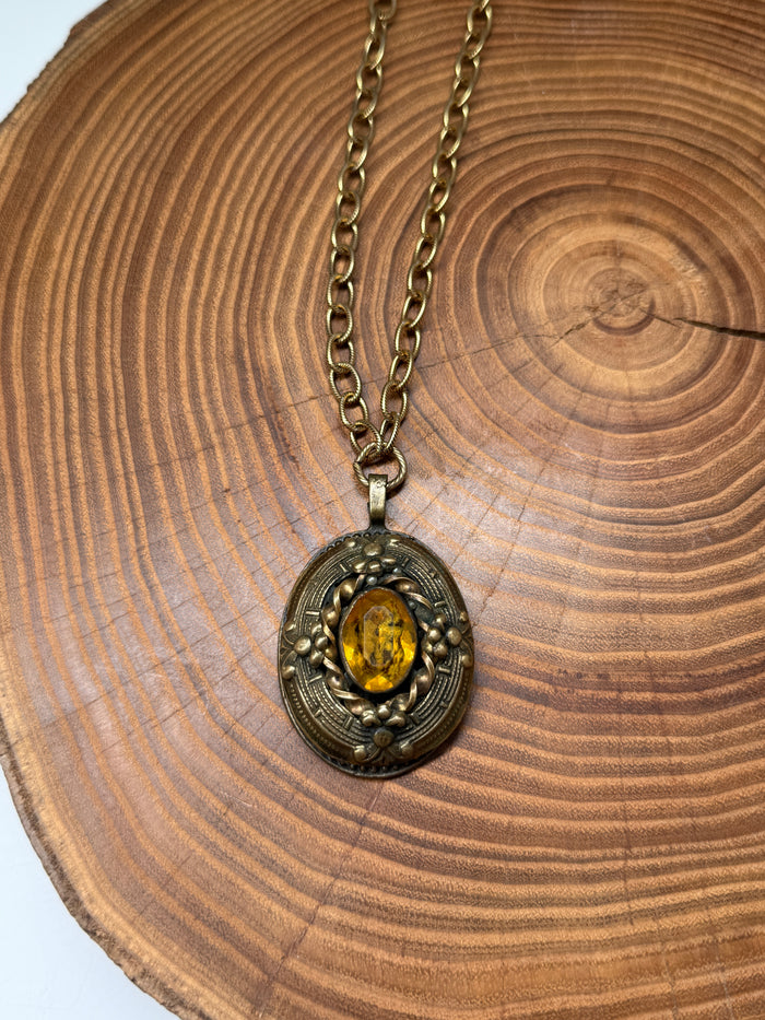 Belle Via Jewelry One-Of-A-Kind Exclusive Amber Vintage Pendant