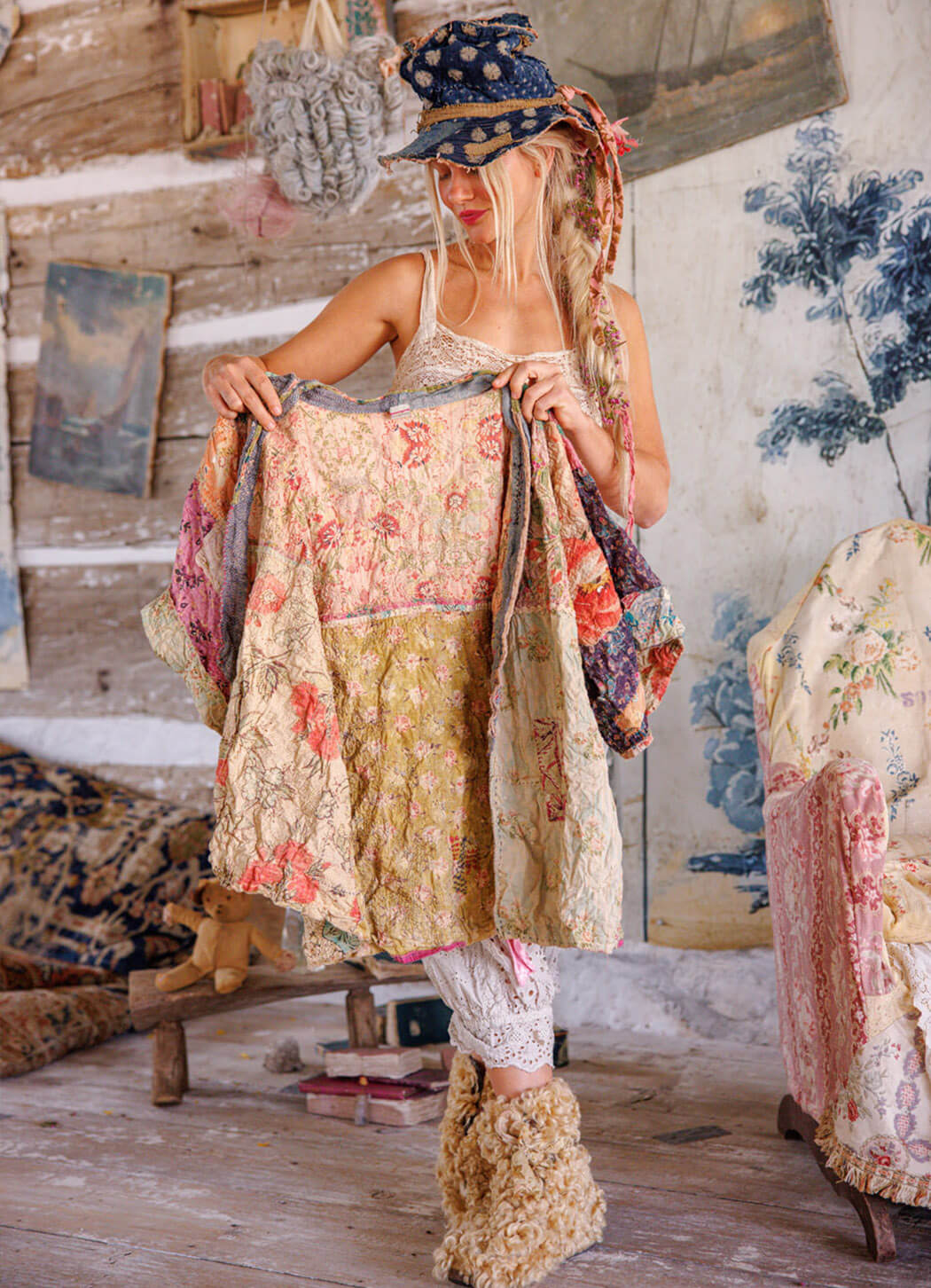 Magnolia Pearl Piecewise Crop Dashi Kimono