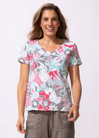 Escape Fiji Floral V-Neck Tee