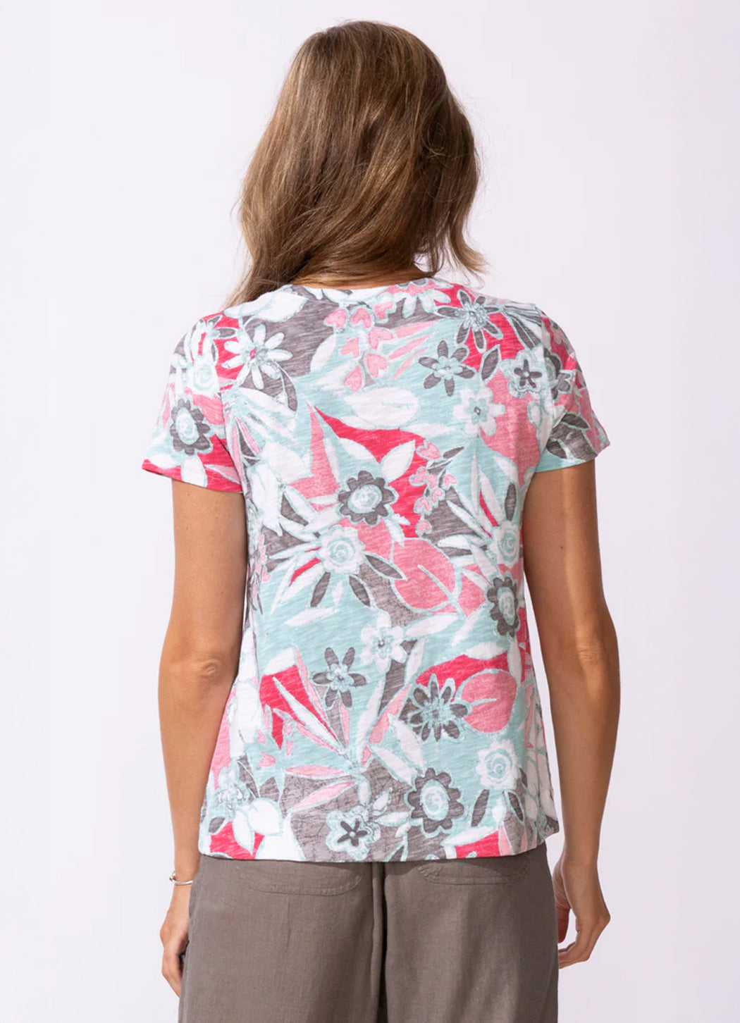 Escape Fiji Floral V-Neck Tee