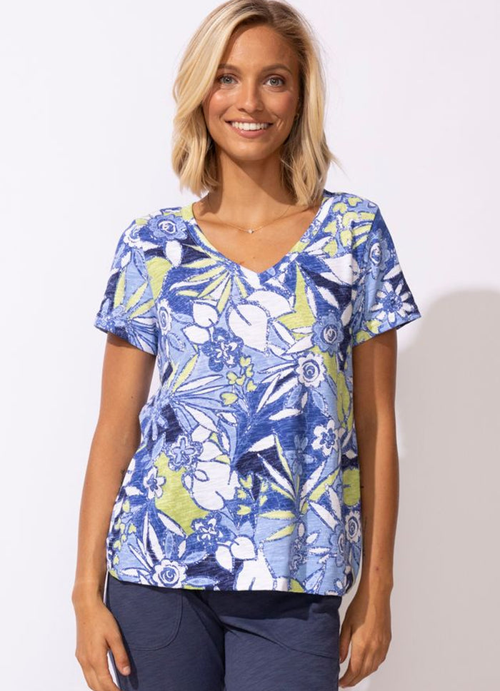 Escape Fiji Floral V-Neck Tee