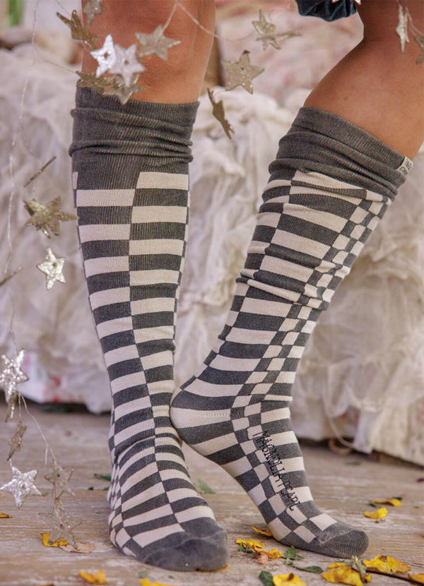 Magnolia Pearl Check OTK Socks
