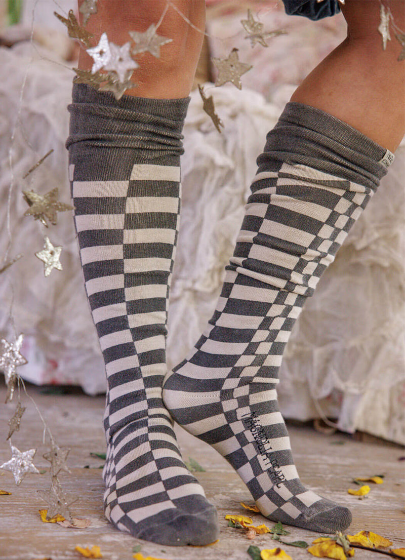 Magnolia Pearl Check OTK Socks