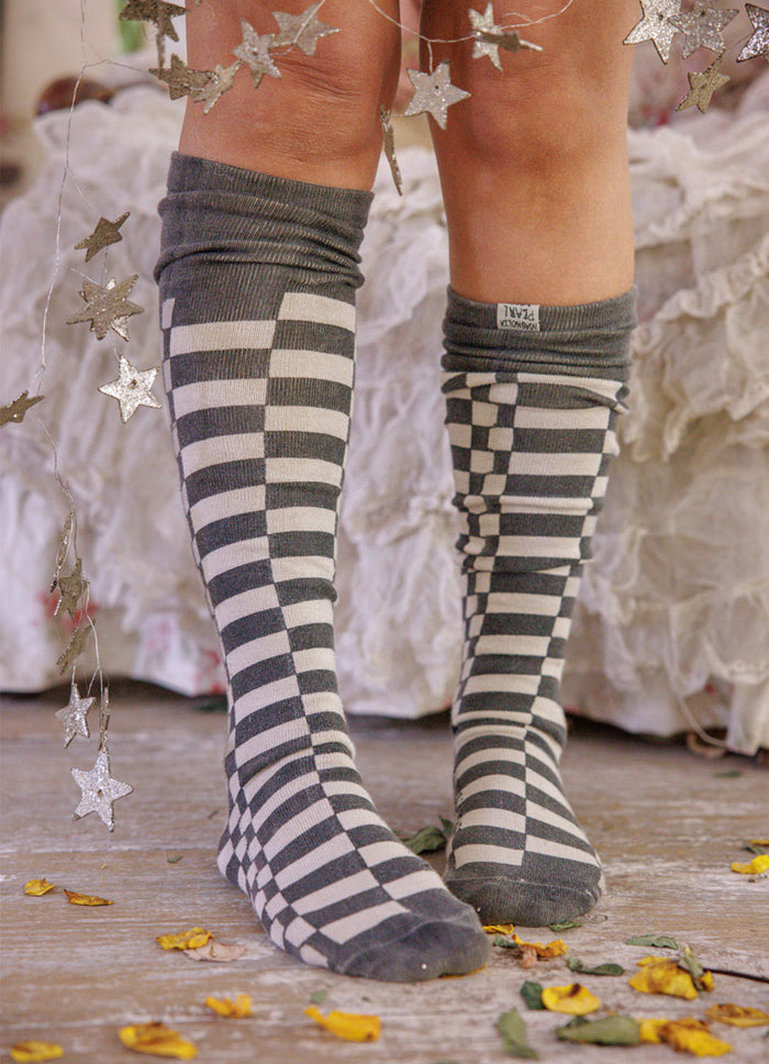 Magnolia Pearl Check OTK Socks