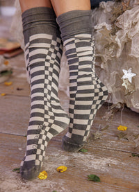 Magnolia Pearl Check OTK Socks