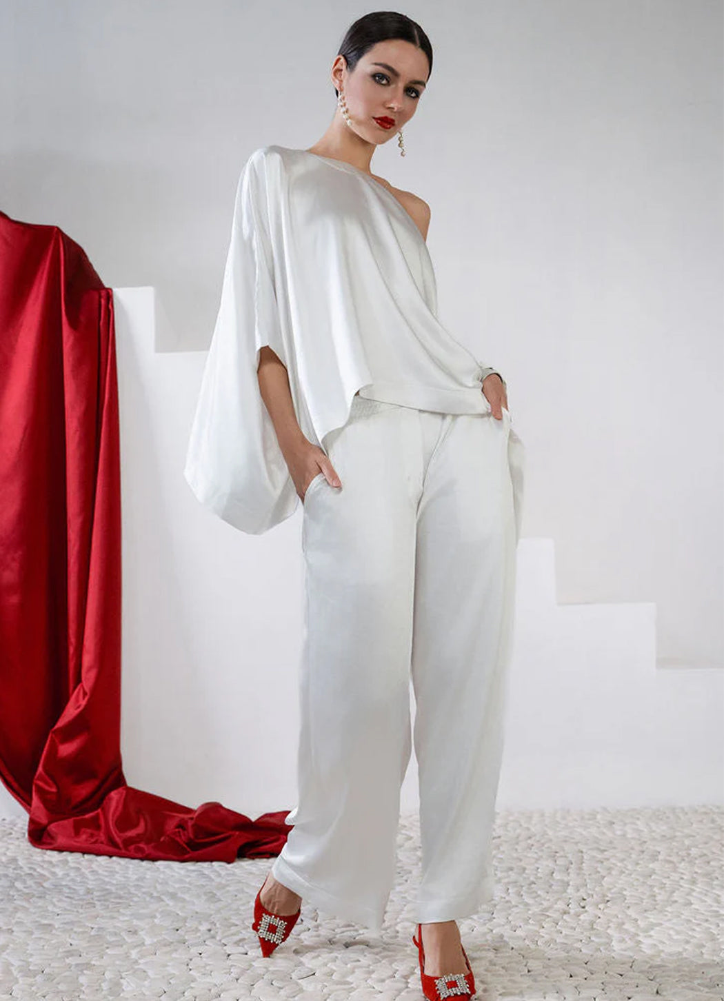 Planet Sateen Off The Shoulder Bouse