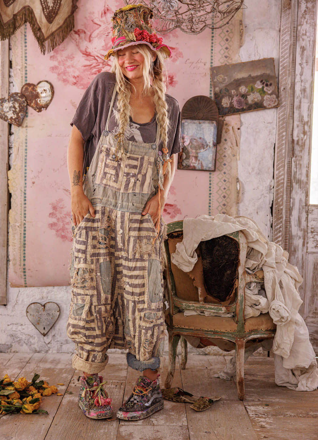 Magnolia Pearl Patchwork Frankie Overalls