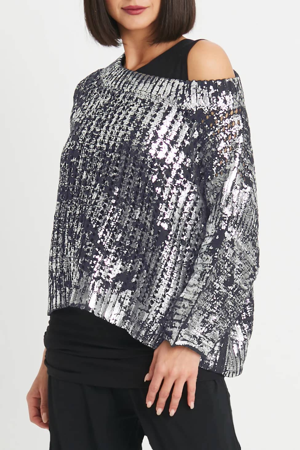 Planet Metallic Crochet Sweater